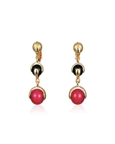 Marina B Red Agate & Black Spinel Three-drop Earrings