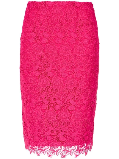Martha Medeiros Lace Pencil Skirt In Pink