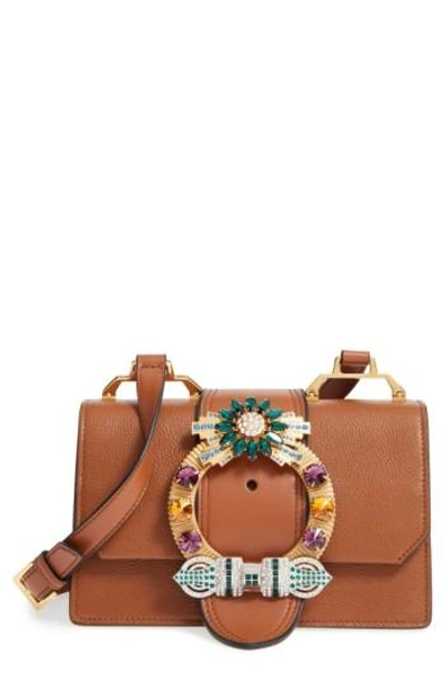 Miu Miu 'small Madras' Crystal Embellished Leather Shoulder Bag