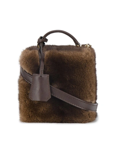 Natasha Zinko Mink Fur Square Box Bag In Brown