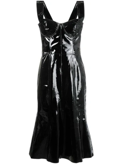 Natasha Zinko Corset Patent Leather Midi Dress In Black