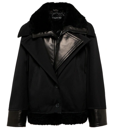 Tom Ford Leather Trimmed Jacket In Black