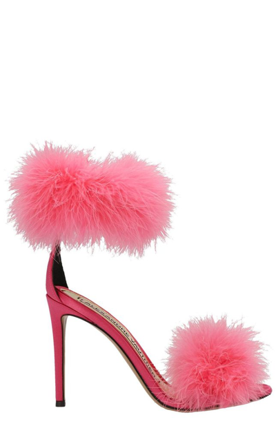 Alexandre Vauthier Feather-detail Open-toe Sandals In Pink