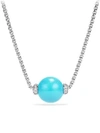 David Yurman Solari Pendant Necklace With Diamonds And Reconstituted Turquoise In Turquoise/silver