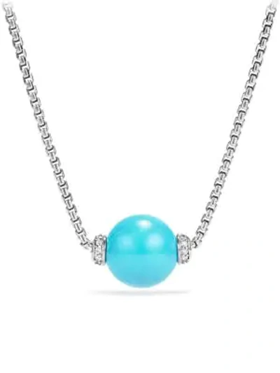 David Yurman Solari Pendant Necklace With Diamonds And Reconstituted Turquoise In Turquoise/silver