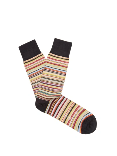 Paul Smith Striped Cotton-blend Socks In Black
