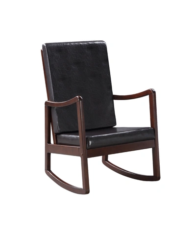 Acme Furniture Raina Rocking Chair In Dark Brown Polyurethane And Espresso Fin