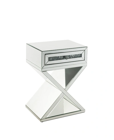 Acme Furniture Noralie Accent Table In Mirrored And Faux Diamonds