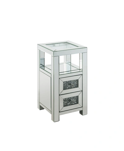 Acme Furniture Noralie Accent Table In Clear Glass With Mirrored And Faux Diamo