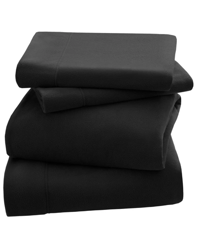 Jla Home Peak Performance 3m Scotchgard Micro Fleece 4-pc Queen Sheet Set Bedding In Black