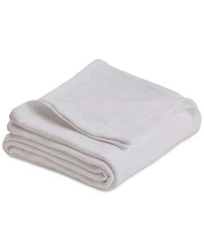 Vellux Cotton Textured Chevron Woven Twin Blanket Bedding In White