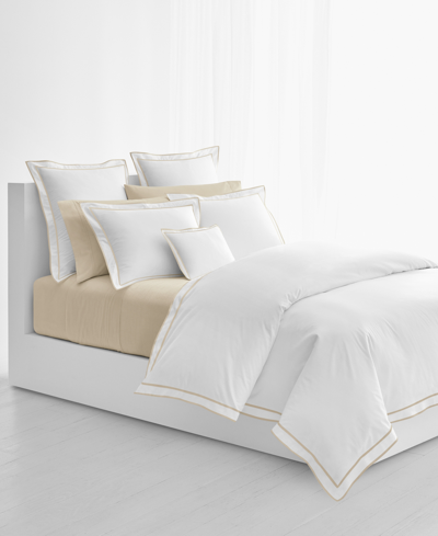 Lauren Ralph Lauren Spencer Sateen Border Duvet Cover, Full/queen Bedding In White  Flax