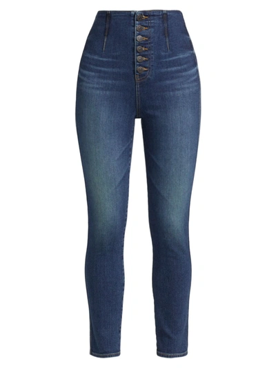 Veronica Beard Stratton High-rise Button-fly Skinny Jeans In Bright Blue