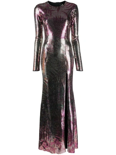 Etro Nan Iridescent Grid Gown In Pink