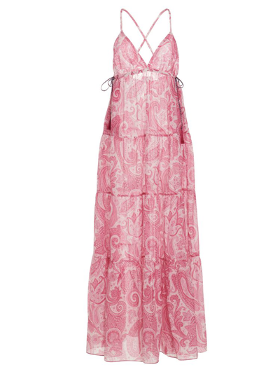 Etro Liquid Paisley Beach Cotton Silk Dress In Pink