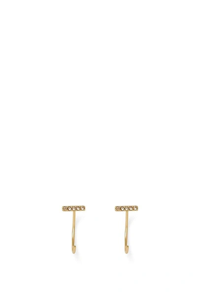 Rebecca Minkoff Pave Baby Bar Threader Hoop Earrings In Gold