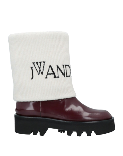 Jw Anderson Ankle Boots In Maroon