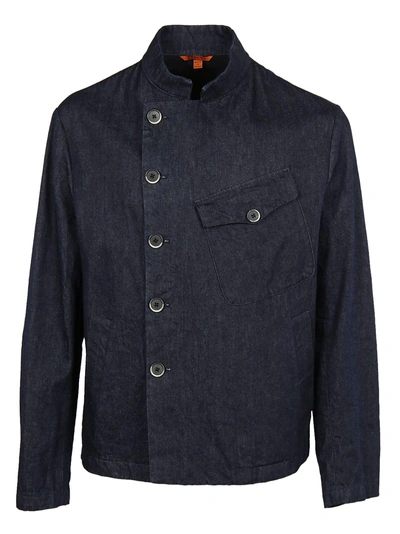 Barena Venezia Dislocated Fastening Denim Jacket In Dark Grey