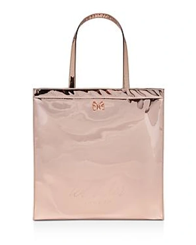 Ted Baker Jencon Mirrored Large Icon Tote - Pink In Rose Gold