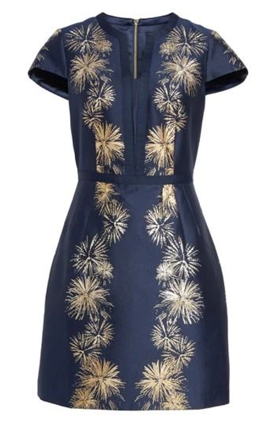 Ted Baker Tzalla Sculpted Stardust Jacquard Dress In Dark Blue