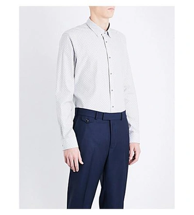 Ted Baker Larosh Geometric-pattern Regular-fit Cotton Shirt In White