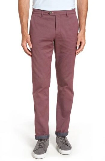 Ted Baker Volvek Classic Fit Trousers In Dark Red