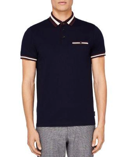 Ted Baker Beeril Stripe Regular Fit Polo In Navy