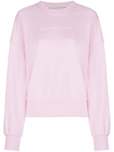 Calvin Klein Jeans Est.1978 Logo-print Cotton Sweatshirt In 粉色