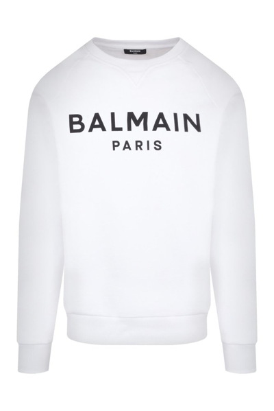 Balmain Logo-print Raglan-sleeve Sweatshirt In Blanc_noir