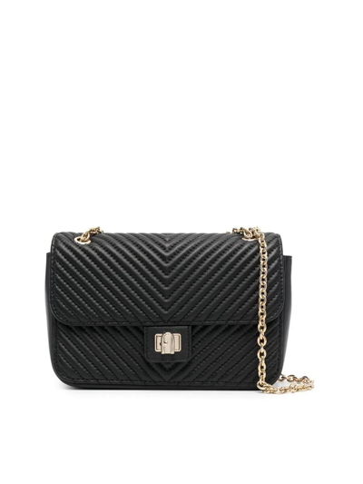 Furla Pop Star Quilted Leather Crossbody Bag In Black