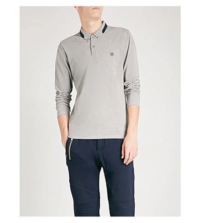 The Kooples Contrast-trim Cotton-piqué Polo Shirt In Gry38