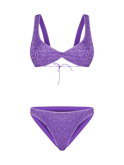 Oseree Oséree Lumire Glitter Embellished Bikini Set In Purple