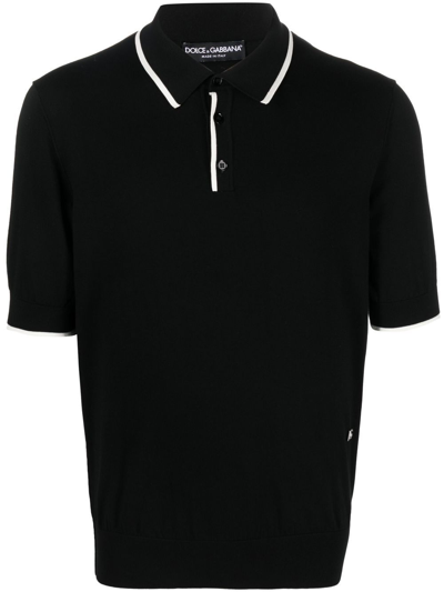 Dolce & Gabbana Contrast-trim Polo Shirt In Black
