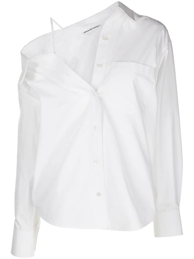 Alexander Wang Off-the-shoulder Relaxed-fit Cotton Shirt In White