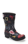 Joules Print Molly Welly Rain Boot In Blackflorl