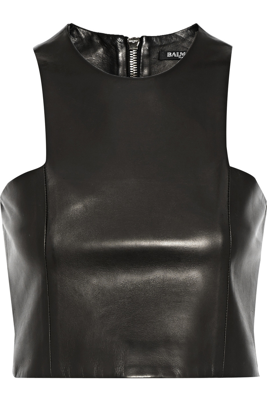 Balmain Cropped Leather Top | ModeSens