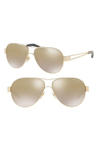 Tory Burch Women's Mirrored Brow Bar Aviator Sunglasses, 55mm In Gold