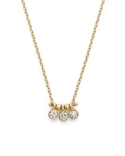 Zoë Chicco 14k Yellow Gold And Diamond Bezel-set 3 Necklace, 16 In White/gold