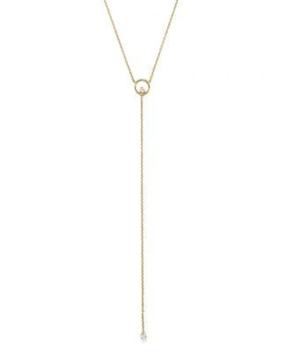 Zoë Chicco 14k Yellow Gold Paris Small Circle Lariat Necklace With Diamond, 18 In White/gold