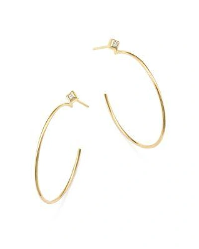 Zoë Chicco 14k Yellow Gold Large Hoop Earrings With Dangling Diamonds