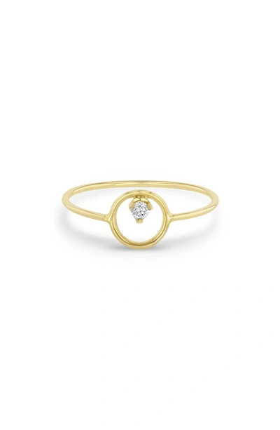 Zoë Chicco 14k Yellow Gold Paris Small Circle Diamond Ring In White/gold