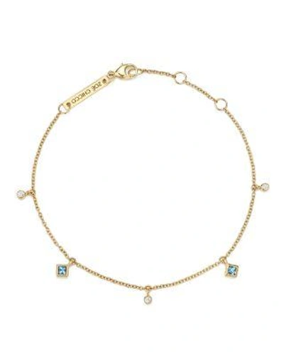 Zoë Chicco 14k Yellow Gold Diamond And Aquamarine Charm Bracelet - 100% Exclusive In Blue/white