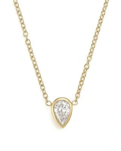 Zoë Chicco 14k Yellow Gold Pendant Necklace With Teardrop Diamond, 14