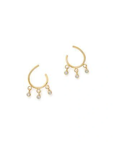 Zoë Chicco 14k Yellow Gold Open Hoop Earrings With Diamonds In White/gold