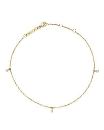 Zoë Chicco 14k Yellow Gold Triple Diamond Charm Anklet In White/gold