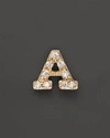 Zoë Chicco 14k Yellow Gold Pave Single Initial Stud Earring, .04.06 Ct. T.w. In A