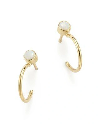 Zoë Chicco 14k Yellow Gold Huggie Hoops With Opal