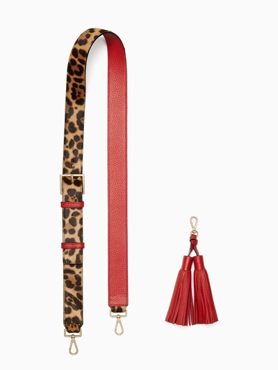 Kate Spade Make It Mine Leopard Strap/tassel Pack In Leopard/red Carpet