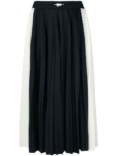 Valentino High-rise Paneled Pleated Jersey Midi Skirt In Black
