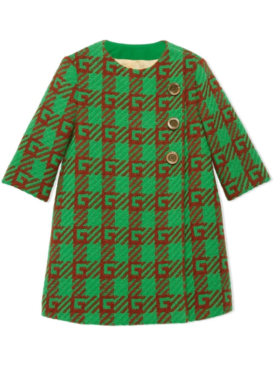 Gucci Kids' Multicolor Coat For Girl In Green